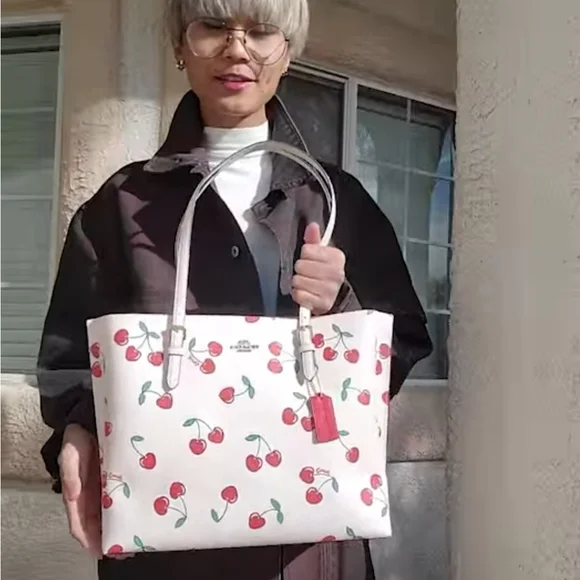 NWT Coach Mollie Lg Tote Bag with Cherries Sold do not purchase - Picture 4 of 6